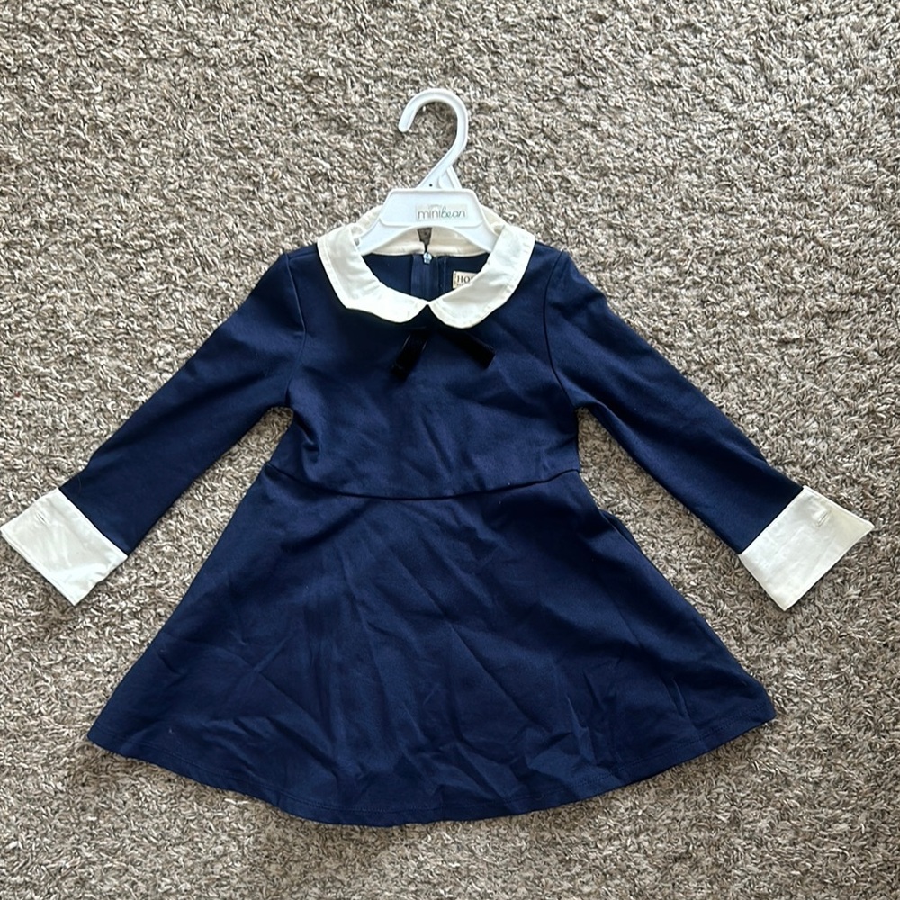 Hope and Henry Navy and White Kids Dress